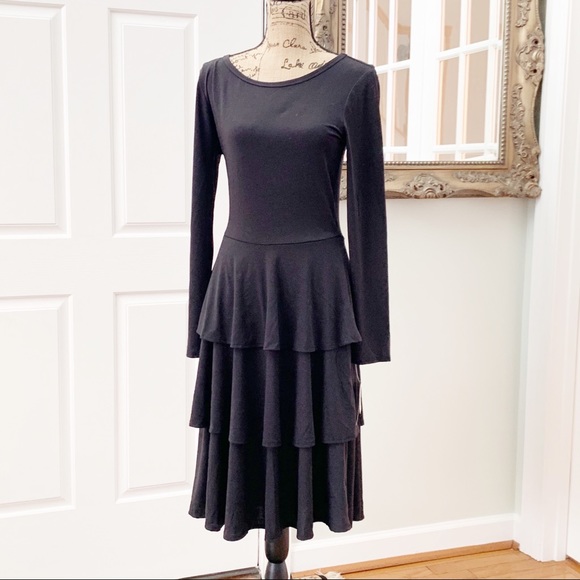 LuLaRoe Dresses & Skirts - LulaRoe Black Georgia Ruffle Skirt Dress Size L